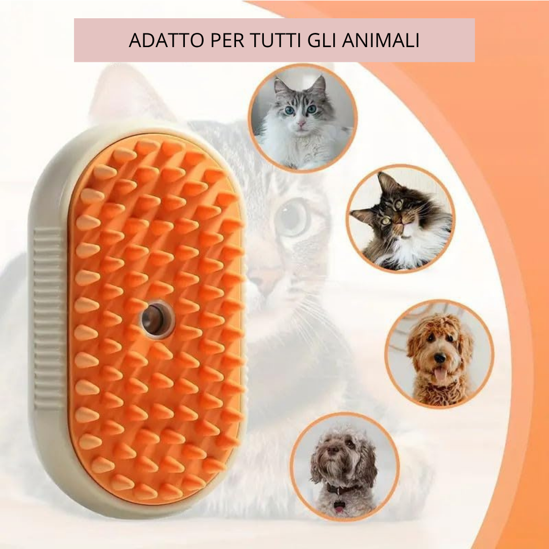Spazzola elettrica 3 in 1 per cani con vapore - Pettina, massaggia e rimuovi i peli morti senza sforzo!