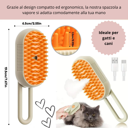 Spazzola elettrica 3 in 1 per cani con vapore - Pettina, massaggia e rimuovi i peli morti senza sforzo!