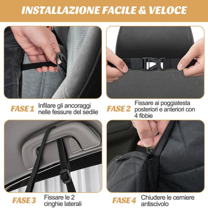 Coprisedile Auto per Cani Impermeabile E Antigraffio, Copertura Sedile Antiscivolo per Cani Con Finestre in Rete Nero