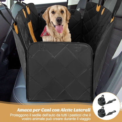 Coprisedile Auto per Cani Impermeabile E Antigraffio, Copertura Sedile Antiscivolo per Cani Con Finestre in Rete Nero