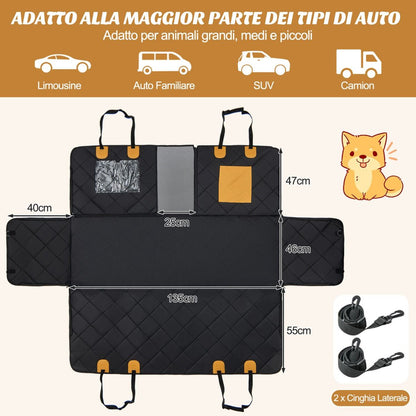 Coprisedile Auto per Cani Impermeabile E Antigraffio, Copertura Sedile Antiscivolo per Cani Con Finestre in Rete Nero