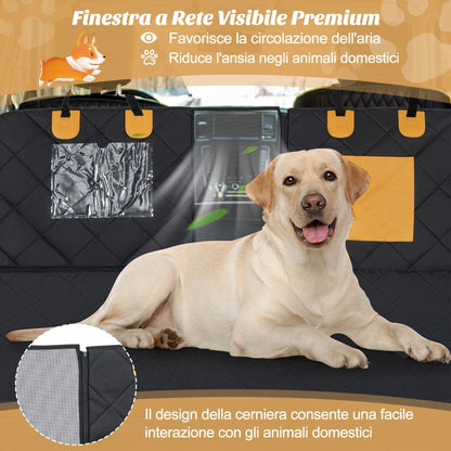Coprisedile Auto per Cani Impermeabile E Antigraffio, Copertura Sedile Antiscivolo per Cani Con Finestre in Rete Nero